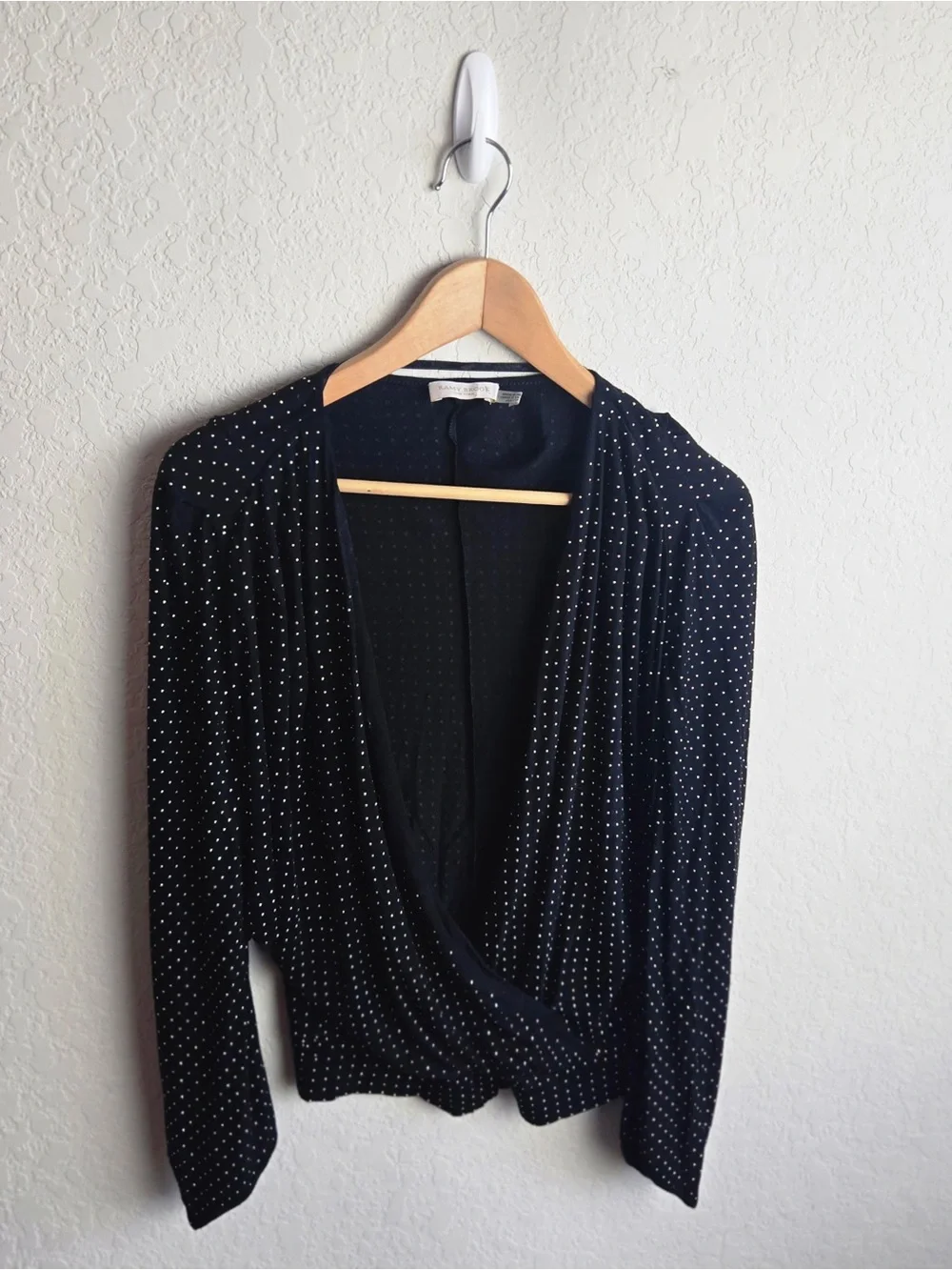 Ramy Brook Studded Esther Faux Wrap Blouse XXS Black V Neck Top Women’s